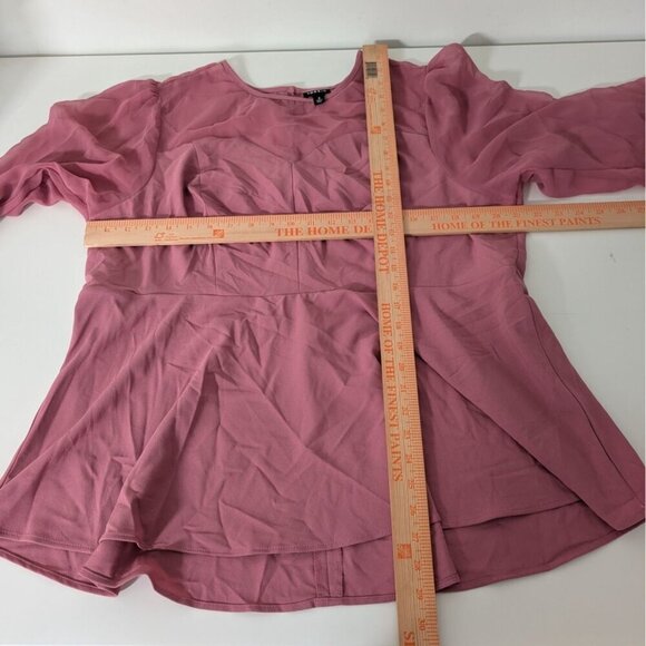 Torrid Peplum Crepe Mesh Inset Babydoll Blouse Womens Plus Size 3X Mauve Pink - Picture 8 of 10